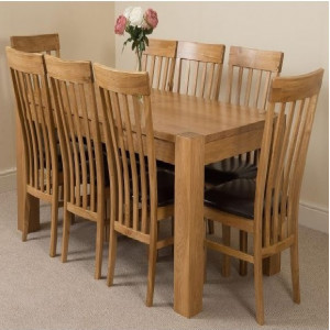 ChunKy Oak : Bàn Ăn 1m6 + 8 Ghế ( 5 Nan - Mặt Nệm )